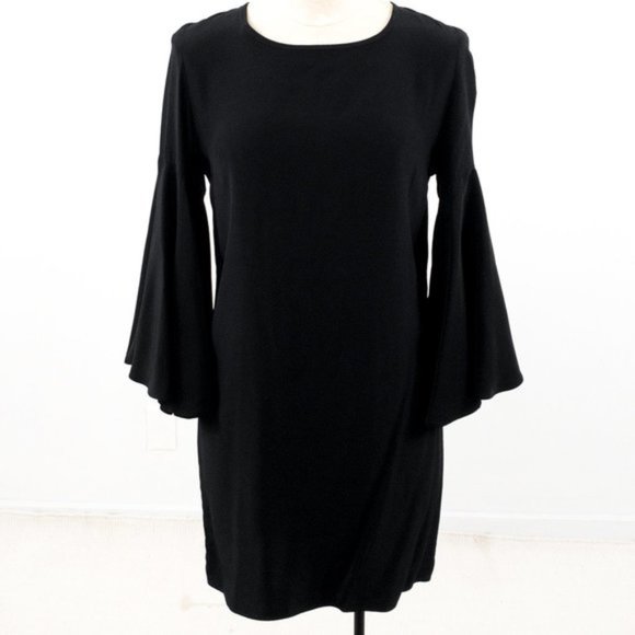 Anthropologie Dress Amanda Uprichard S Silk Bell Sleeve Black